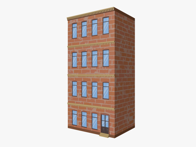 Cartoon Building 1 Low-poly Model 3D .c4d .max .obj .3ds .fbx .stl .blend 