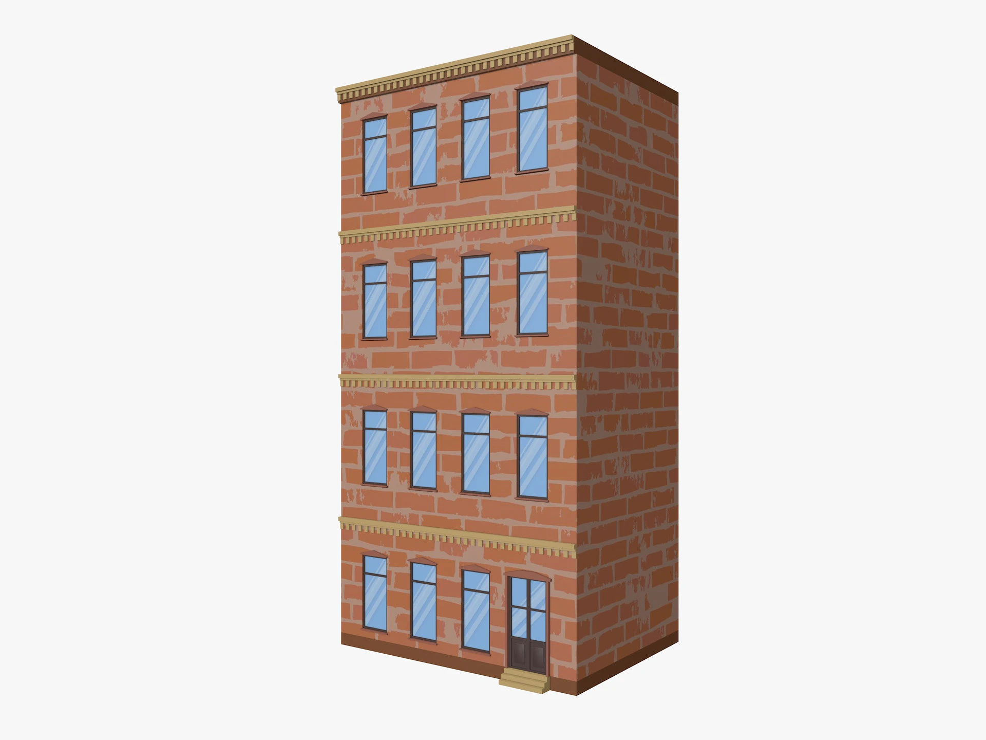 Cartoon Building 1 Low-poly 3D Model .c4d .max .obj .3ds .fbx .stl .blend 