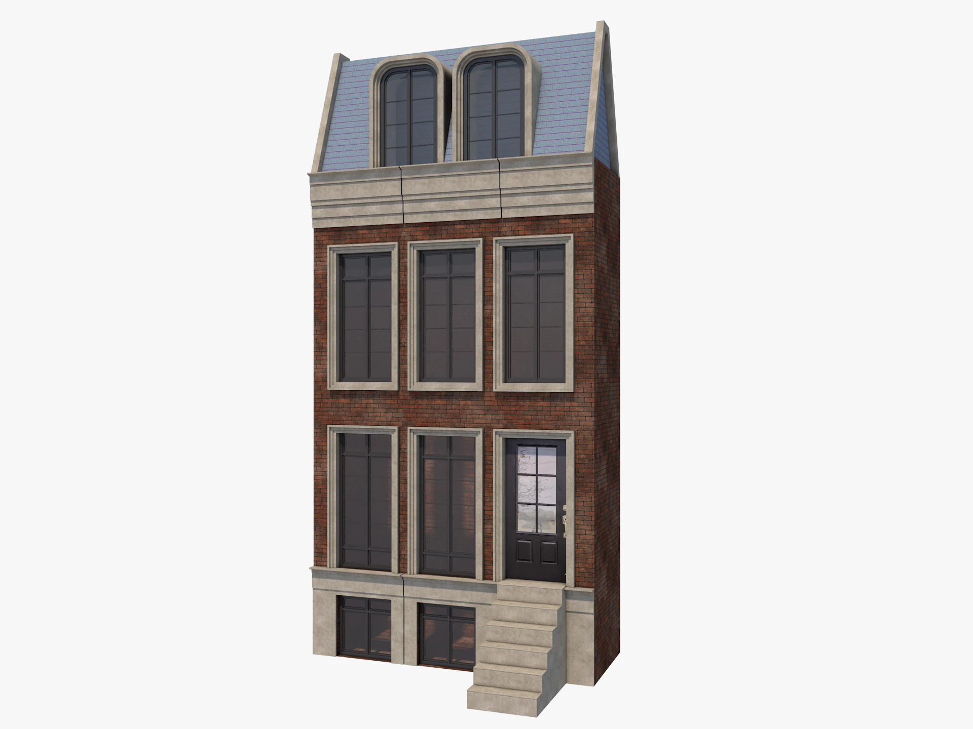 European building 5 Low-poly 3D Model .c4d .max .obj .3ds .fbx .stl .blend 