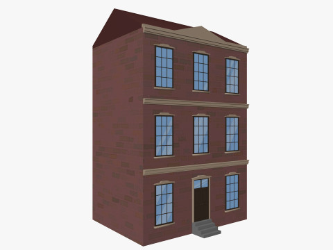 Cartoon Building 2 Low-poly 3D Model