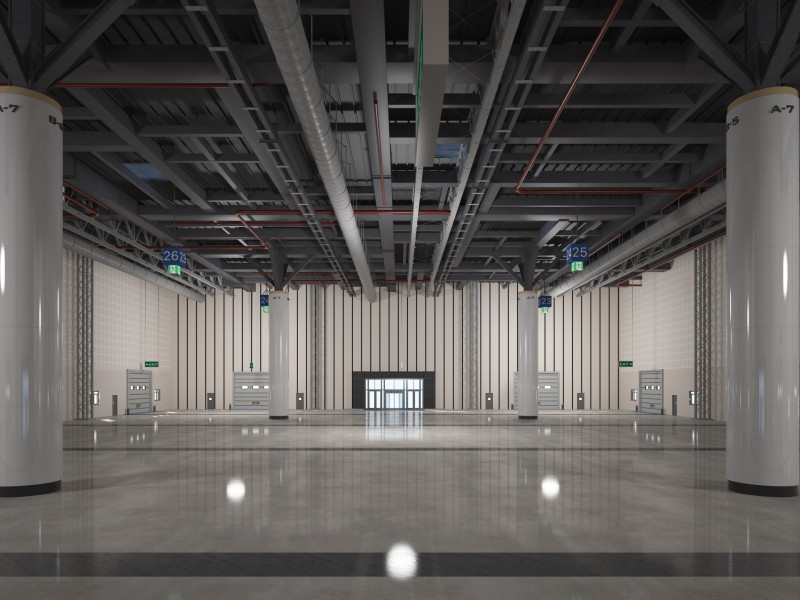 Exhibition Hall Warehouse 2 3D Model .c4d .max .obj .3ds .fbx .stl .blend 