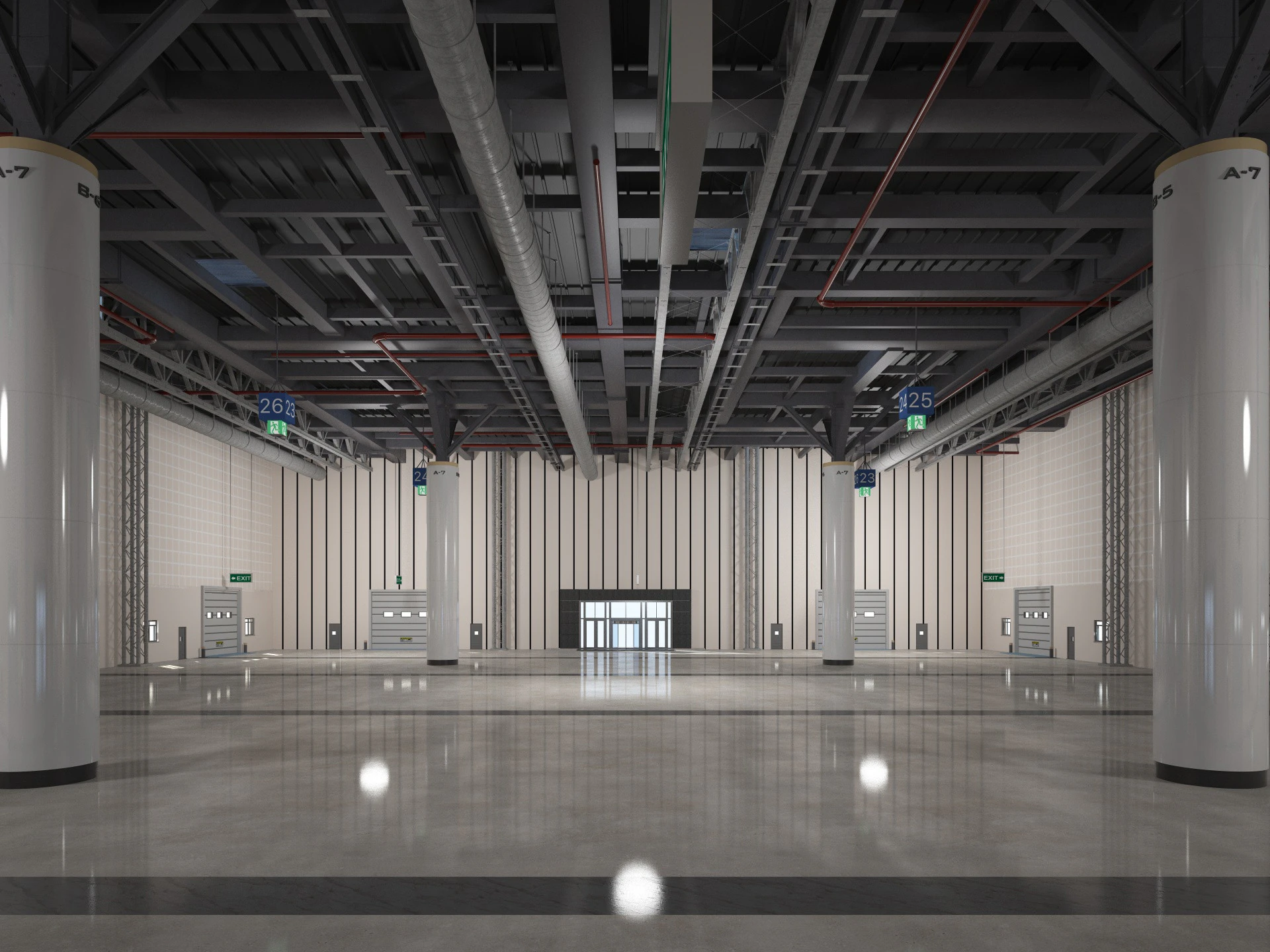 Exhibition Hall Warehouse 2 3D Model .c4d .max .obj .3ds .fbx .stl .blend