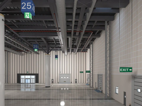 Exhibition Hall Warehouse 2 3D Model