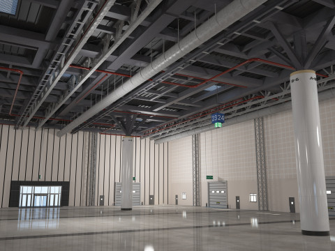 Exhibition Hall Warehouse 2 3D Model