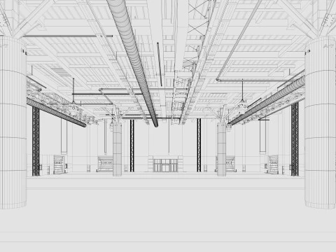 Exhibition Hall Warehouse 2 3D Model