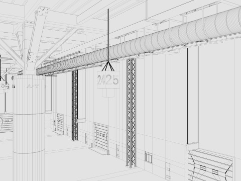 Exhibition Hall Warehouse 2 3D Model