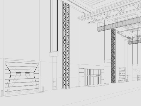 Exhibition Hall Warehouse 2 3D Model