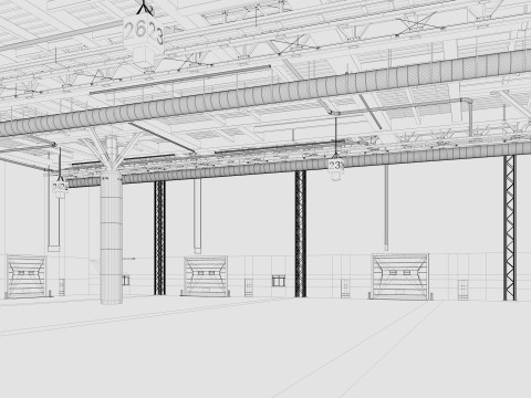 Exhibition Hall Warehouse 2 3D Model