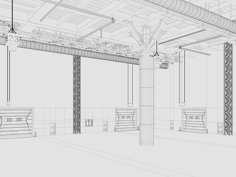 Exhibition Hall Warehouse 2 3D Model