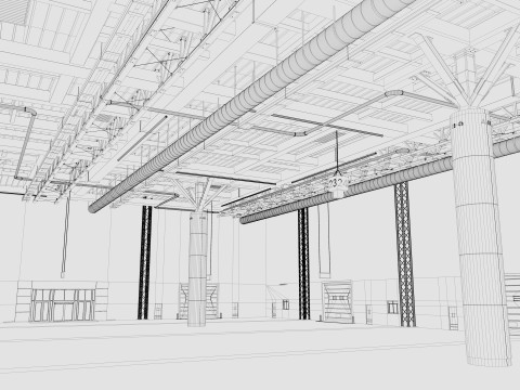 Exhibition Hall Warehouse 2 3D Model