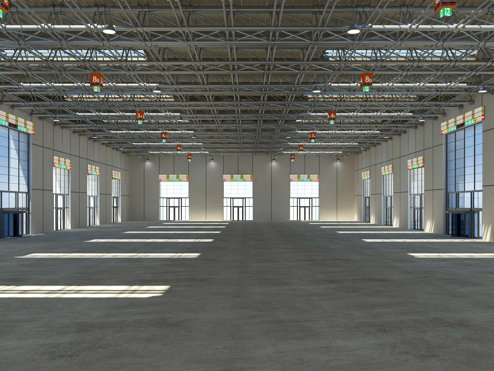 Exhibition Hall Warehouse 3 3D Model .c4d .max .obj .3ds .fbx .stl .blend 