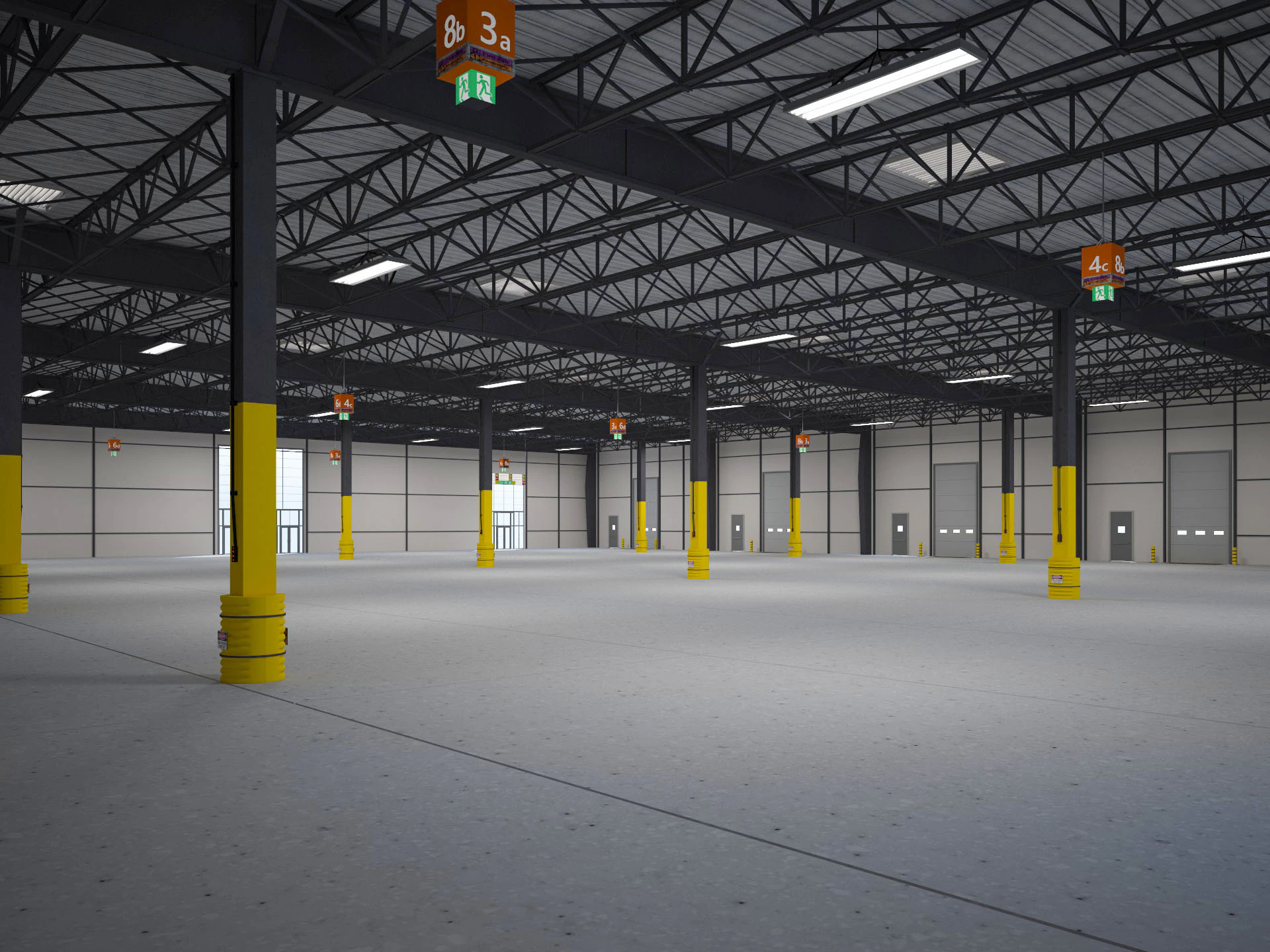 Exhibition Hall Warehouse 4 3D Model .c4d .max .obj .3ds .fbx .stl .blend 