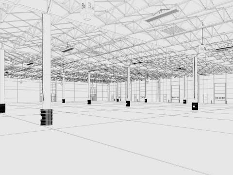 Exhibition Hall Warehouse 4 3D Model