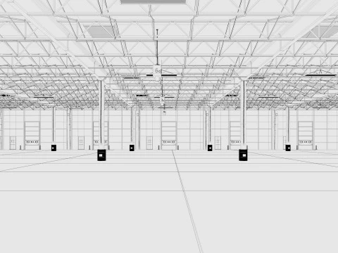 Exhibition Hall Warehouse 4 3D Model
