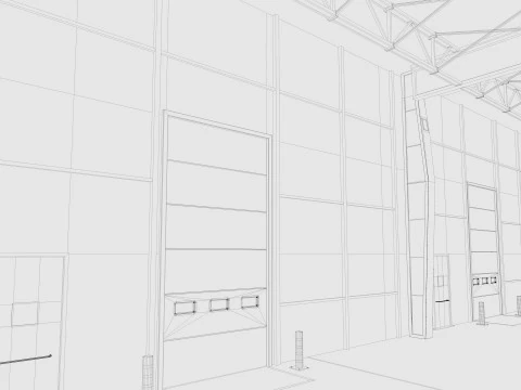 Exhibition Hall Warehouse 4 3D Model