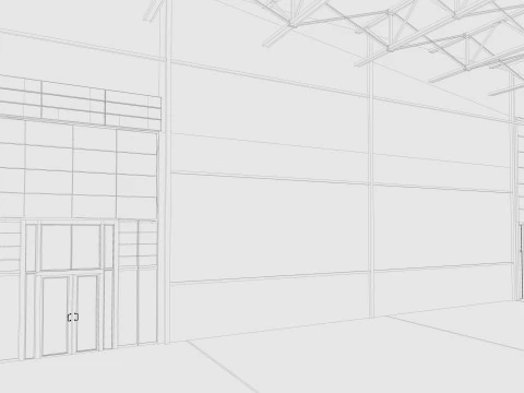 Exhibition Hall Warehouse 4 3D Model