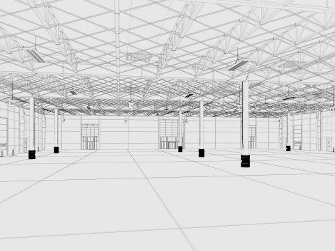 Exhibition Hall Warehouse 4 3D Model