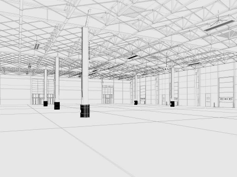 Exhibition Hall Warehouse 4 3D Model