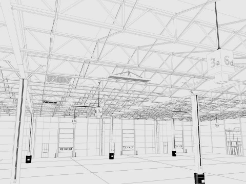 Exhibition Hall Warehouse 4 3D Model