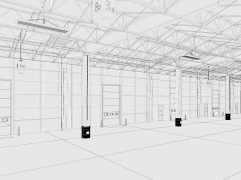 Exhibition Hall Warehouse 4 3D Model