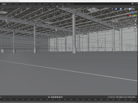 Exhibition Hall Warehouse 4 3D Model