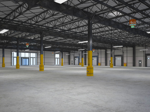 Exhibition Hall Warehouse 9 interior and exterior 3D Model