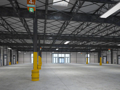 Expositiehal Magazijn 9 binnen en buiten 3D Model