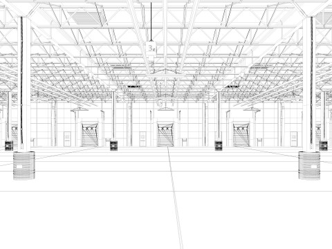 Exhibition Hall Warehouse 9 interior and exterior 3D Model