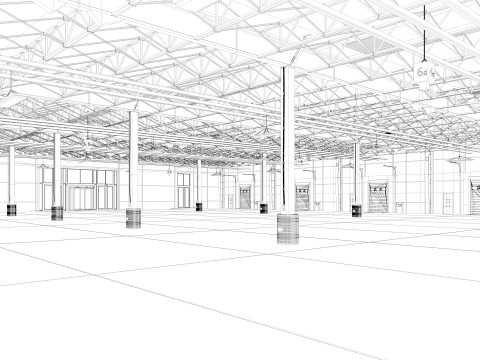 Exhibition Hall Warehouse 9 interior and exterior 3D Model