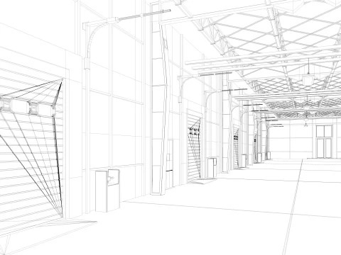 Expositiehal Magazijn 9 binnen en buiten 3D Model