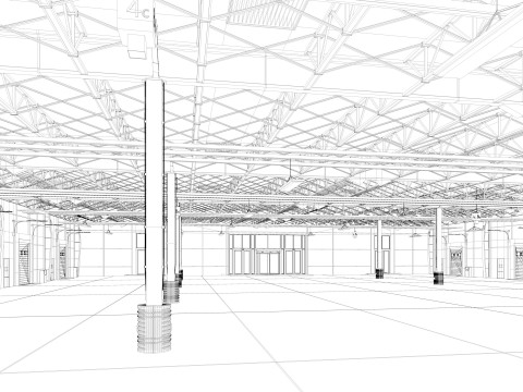 Exhibition Hall Warehouse 9 interior and exterior 3D Model