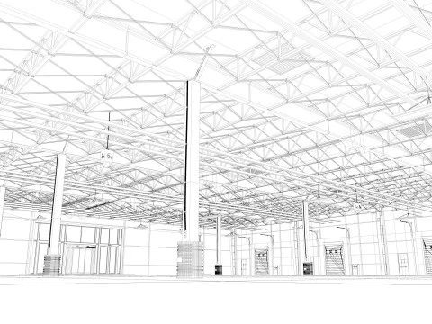 Expositiehal Magazijn 9 binnen en buiten 3D Model