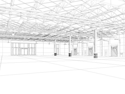 Exhibition Hall Warehouse 9 interior and exterior 3D Model