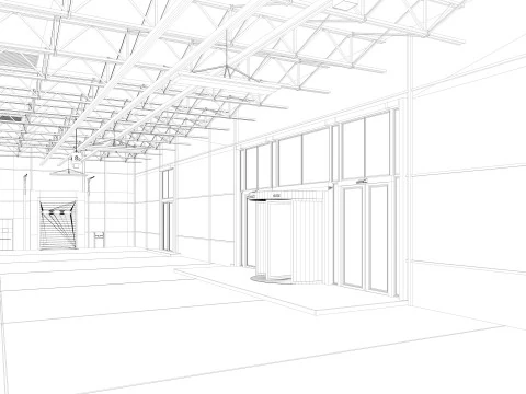 Expositiehal Magazijn 9 binnen en buiten 3D Model