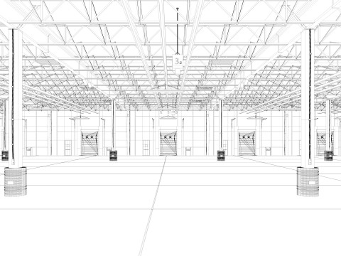 Exhibition Hall Warehouse 9 interior and exterior 3D Model