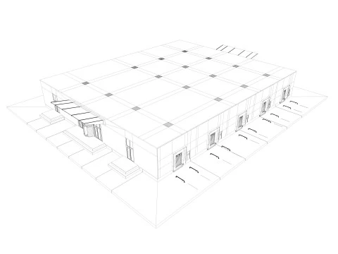 Expositiehal Magazijn 9 binnen en buiten 3D Model
