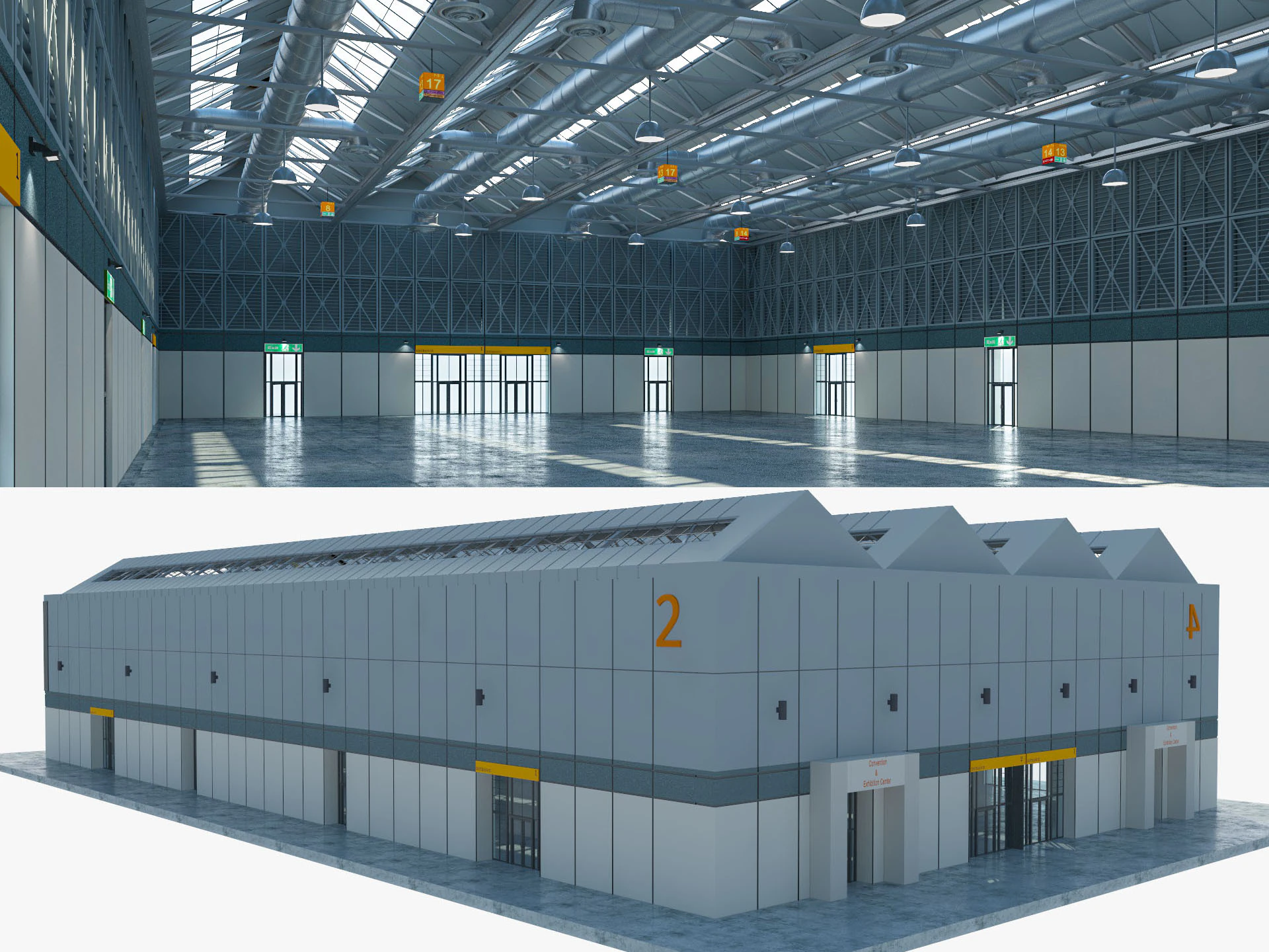 Exhibition Hall 10 interior and exterior 3D Model .c4d .max .obj .3ds .fbx .stl .blend 