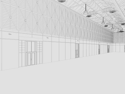 Exhibition Hall 10 interior and exterior 3D Model