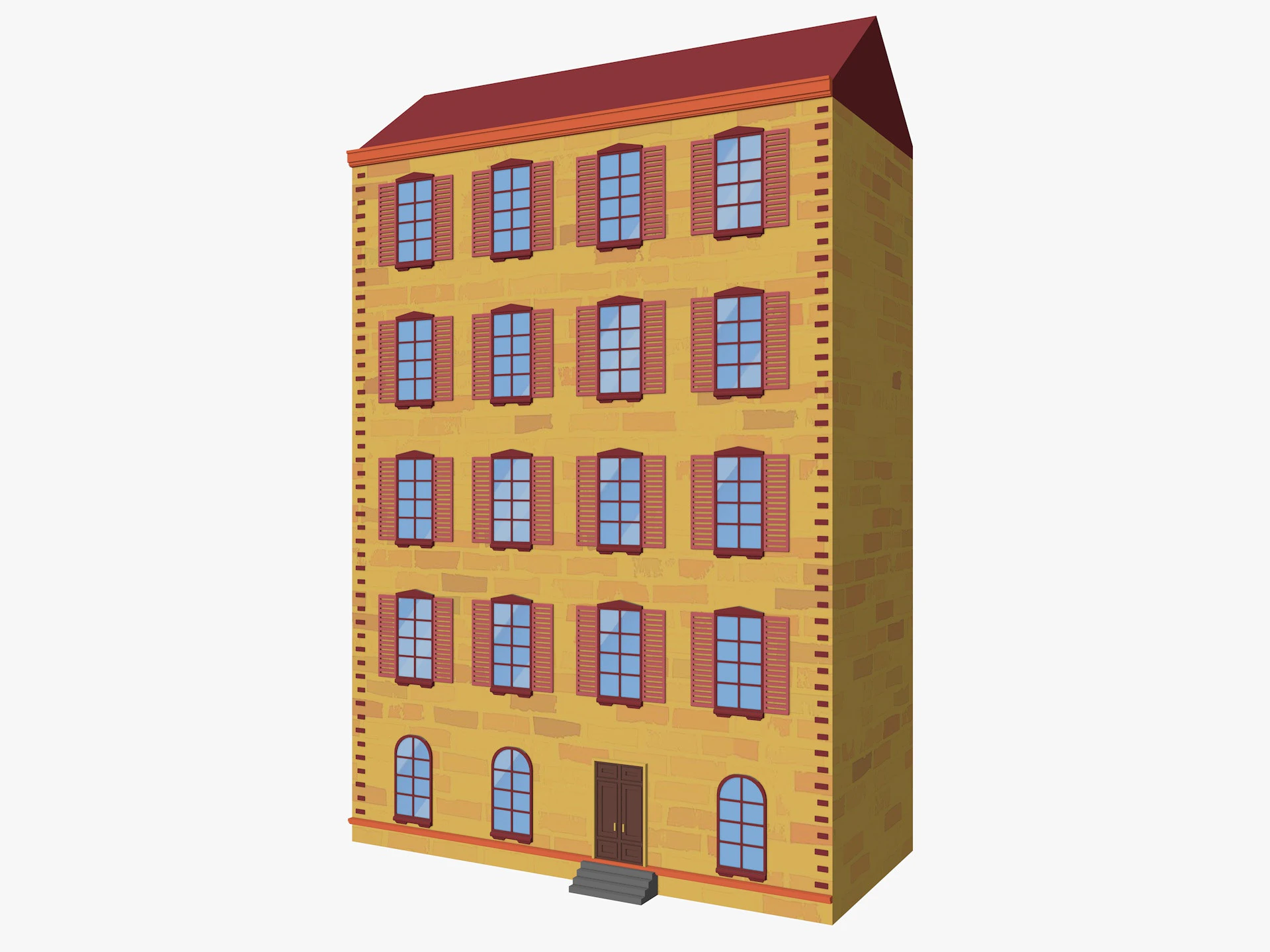Cartoon Building 3 Low-poly 3D Model .c4d .max .obj .3ds .fbx .stl .blend 