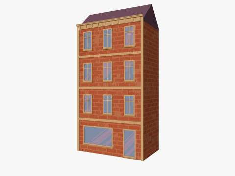 Cartoon Building 4 Low-poly Model 3D