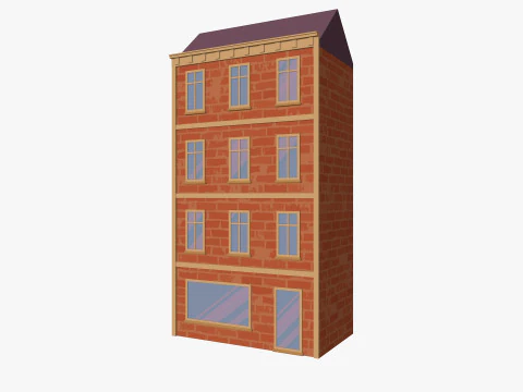 Budynek rysunkowy 4 Low-poly Model 3D