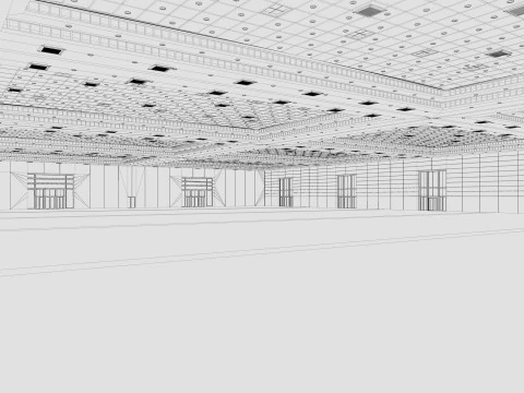 Exhibition Hall 13 interior and exterior 3D Model