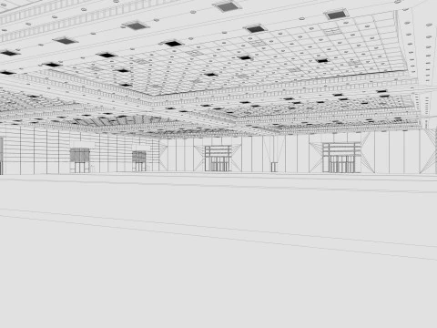 Exhibition Hall 13 interior and exterior 3D Model