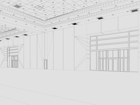 Exhibition Hall 13 interior and exterior 3D Model
