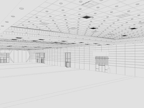Exhibition Hall 13 interior and exterior 3D Model