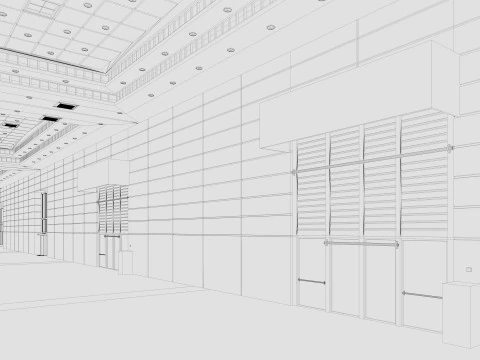 Exhibition Hall 13 interior and exterior 3D Model