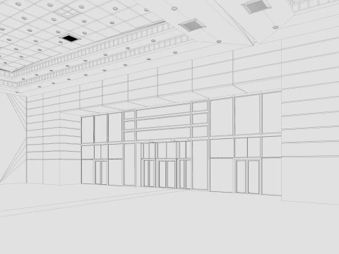 Exhibition Hall 13 interior and exterior 3D Model