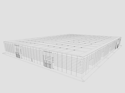 Exhibition Hall 13 interior and exterior 3D Model