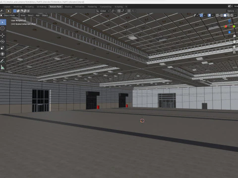 Exhibition Hall 13 interior and exterior 3D Model