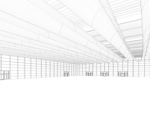 Exhibition Hall 22 interior and exterior 3D Model